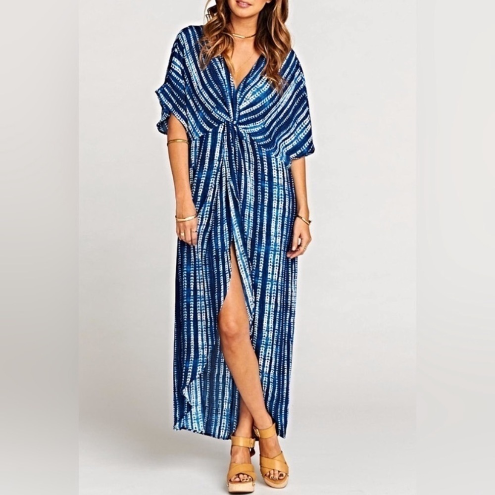 Show Me Your MuMu Get-Twisted Blue / Indigo Tie Dye Maxi Dress Medium EUC